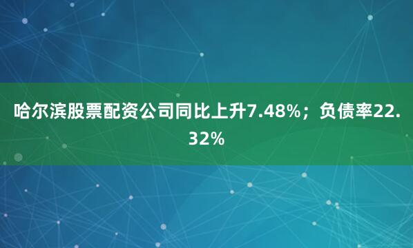 哈尔滨股票配资公司同比上升7.48%；负债率22.32%